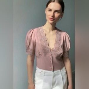Zara Women’s Dusty Pink Lacy Top XS